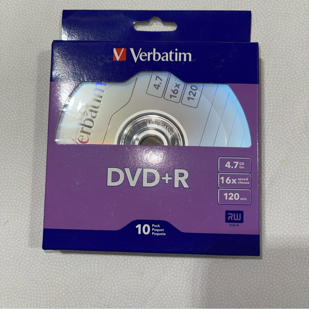 New Sealed Verbatim DVD+R Bulk Box, Pack Of 10. 16x